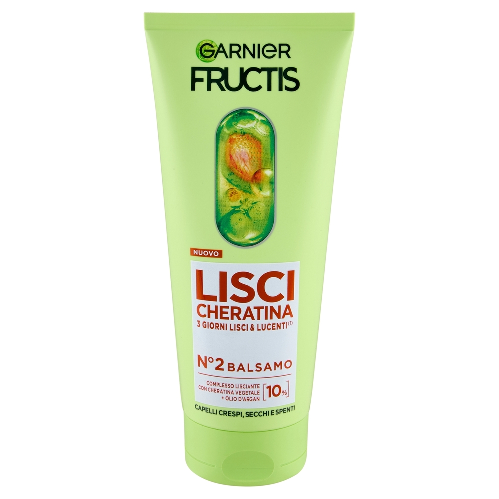 Fructis Lisci Cheratina N°2 Balsamo, per Capelli Crespi, Secchi e Spenti, 200 ml
